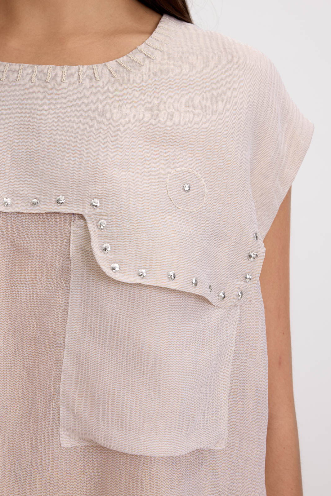 TISSUE IMPRESSIONS YOKE TOP - FROST (UNISEX)