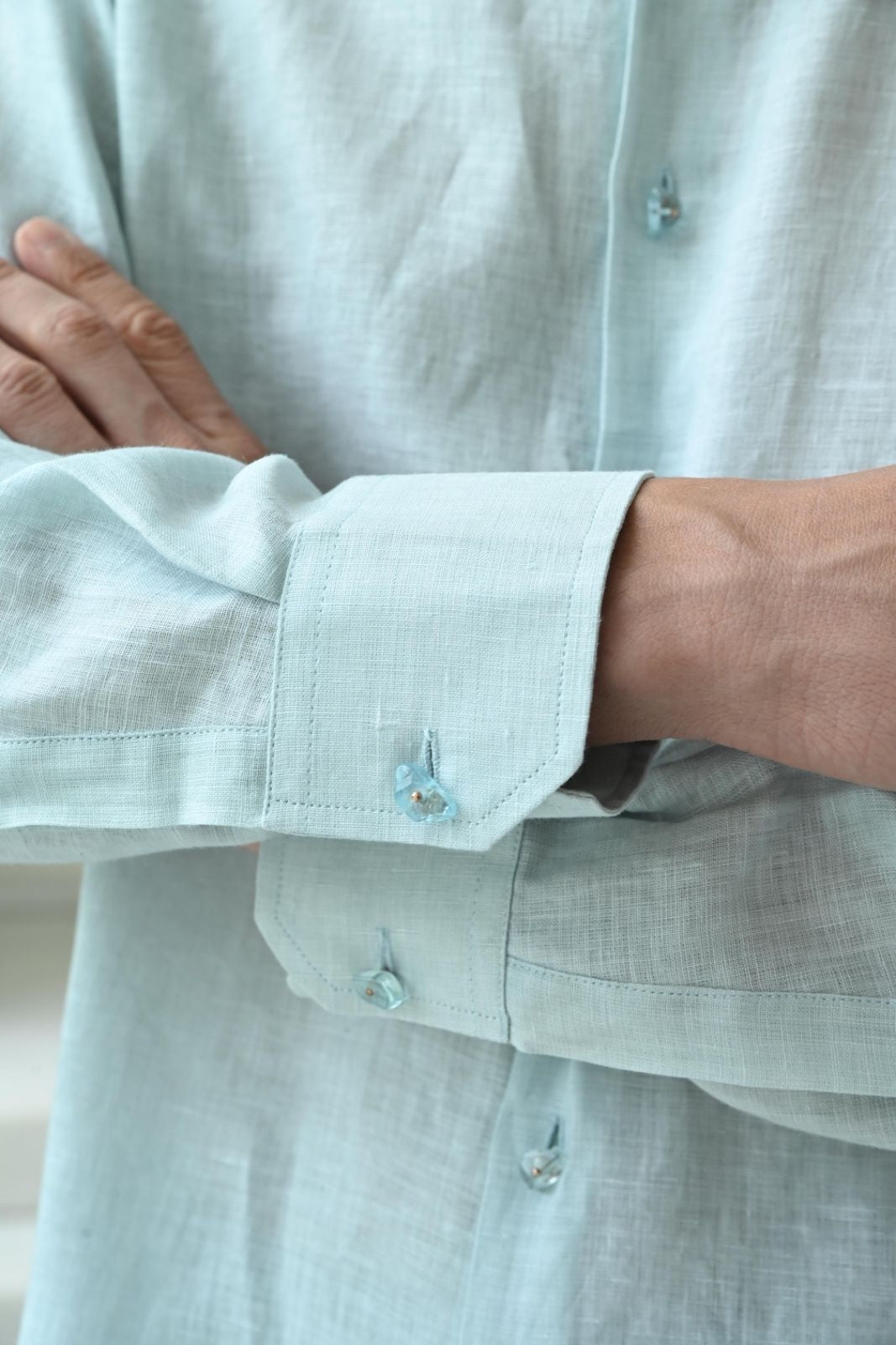 CLASSIC LINEN SHIRT - MINT BLUE