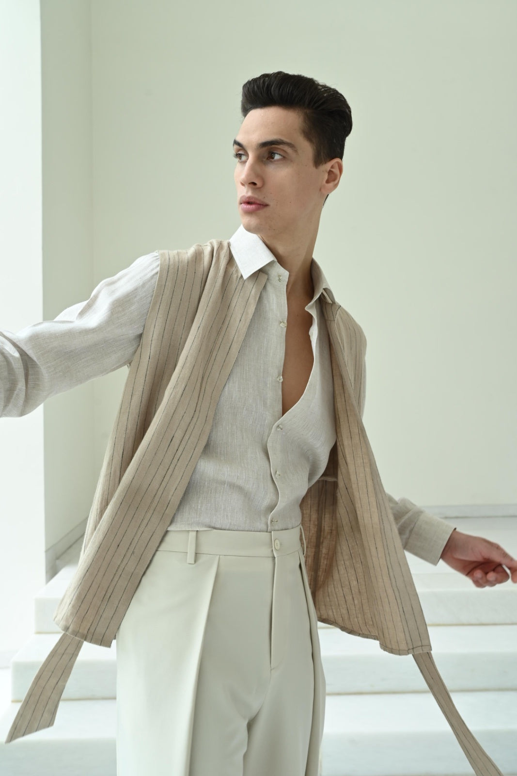 PINSTRIPE JACKET - BEIGE