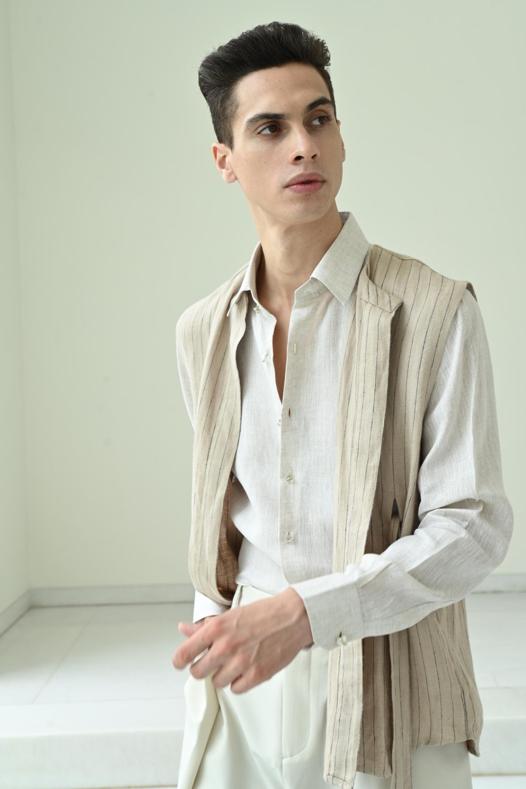 PINSTRIPE JACKET - BEIGE