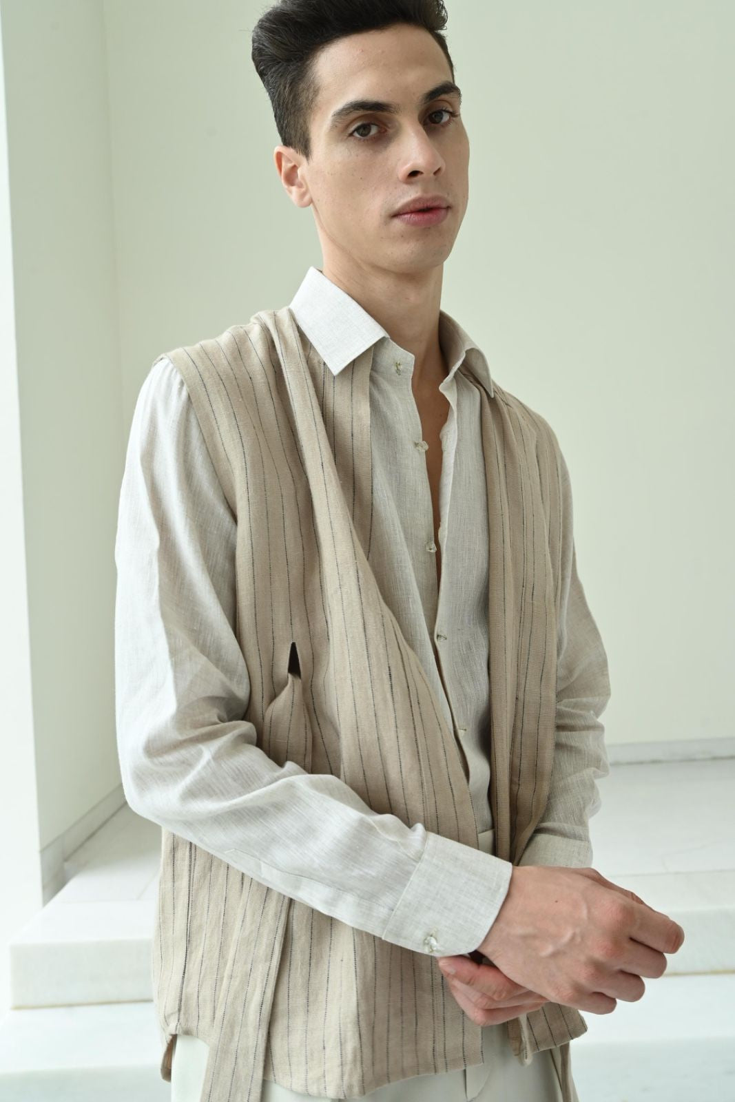 PINSTRIPE JACKET - BEIGE