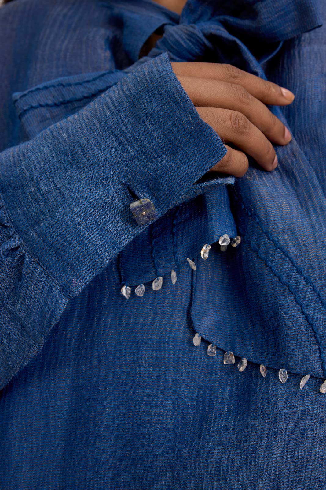 BOW TIE BLOUSE - MIDNIGHT BLUE
