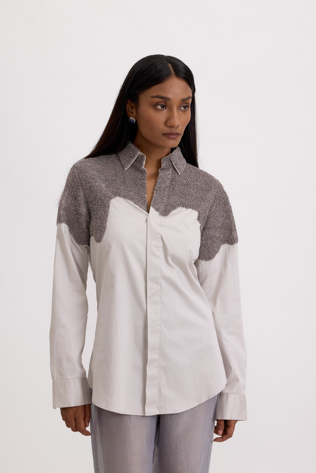 DRIPPED CHARCOAL SHIRT - POWDER GREY (UNISEX)