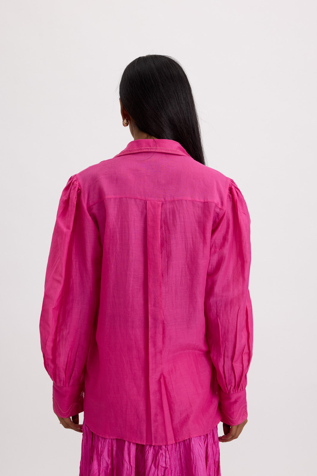 CLASSIC PLEATED SHIRT - HOT PINK