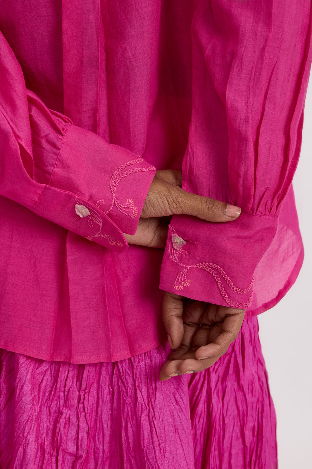 CLASSIC PLEATED SHIRT - HOT PINK