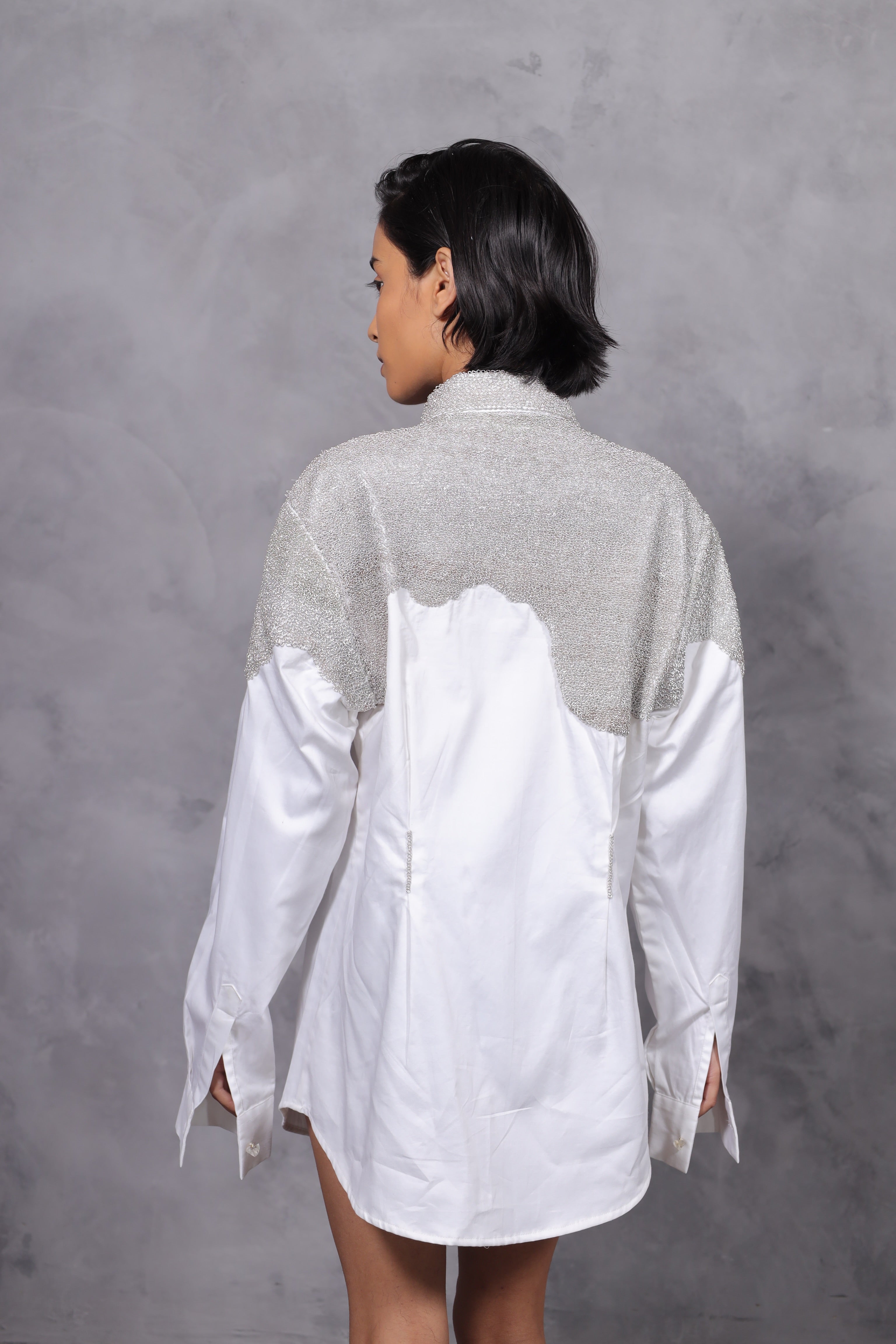 DRIPPED SILVER SHIRT - WHITE (UNISEX)