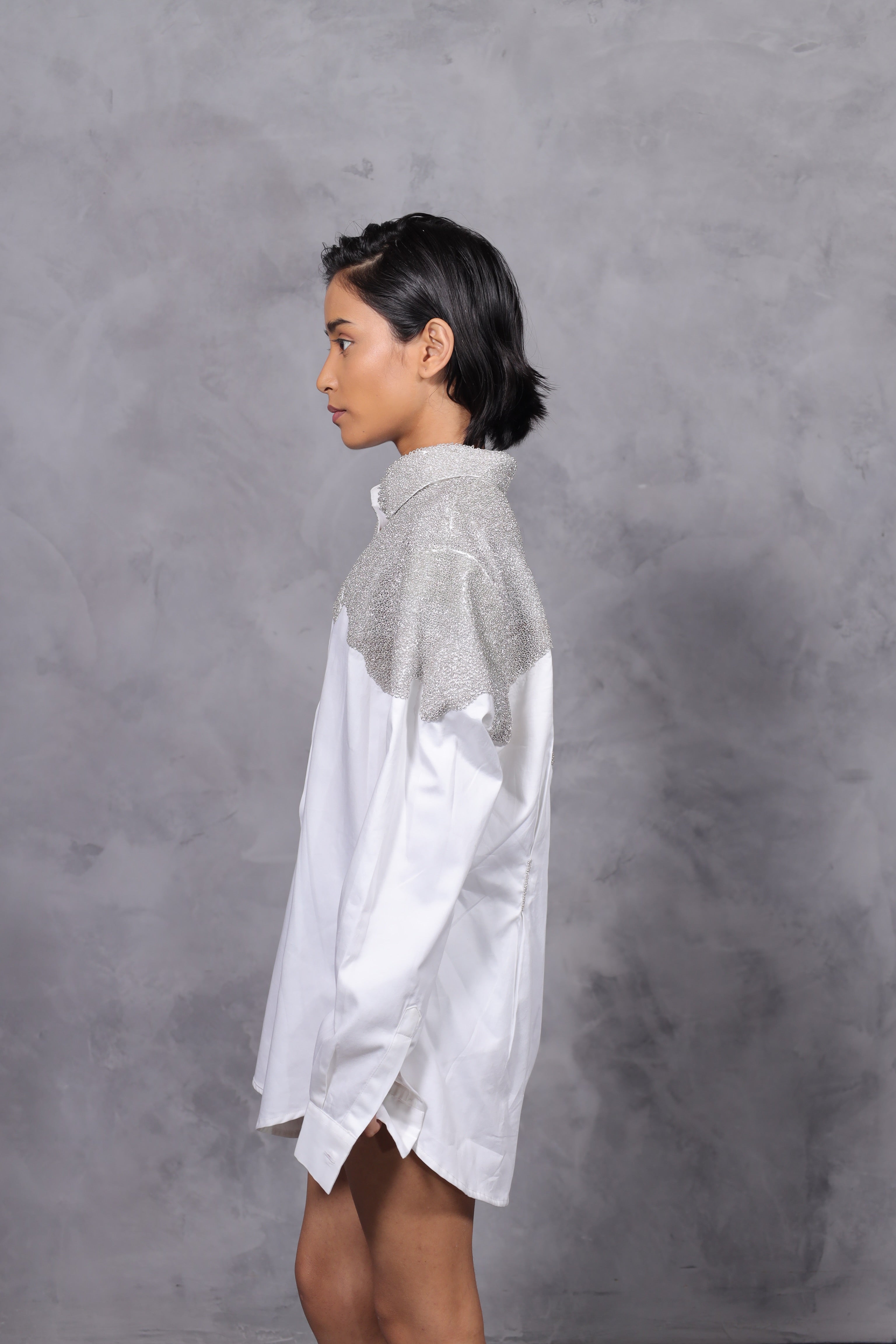 DRIPPED SILVER SHIRT - WHITE (UNISEX)