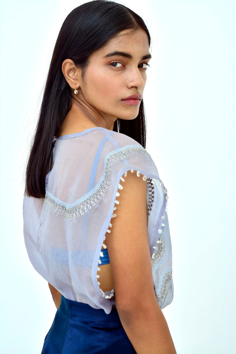 XXL OVER-LAYER TOP - PIGEON BLUE