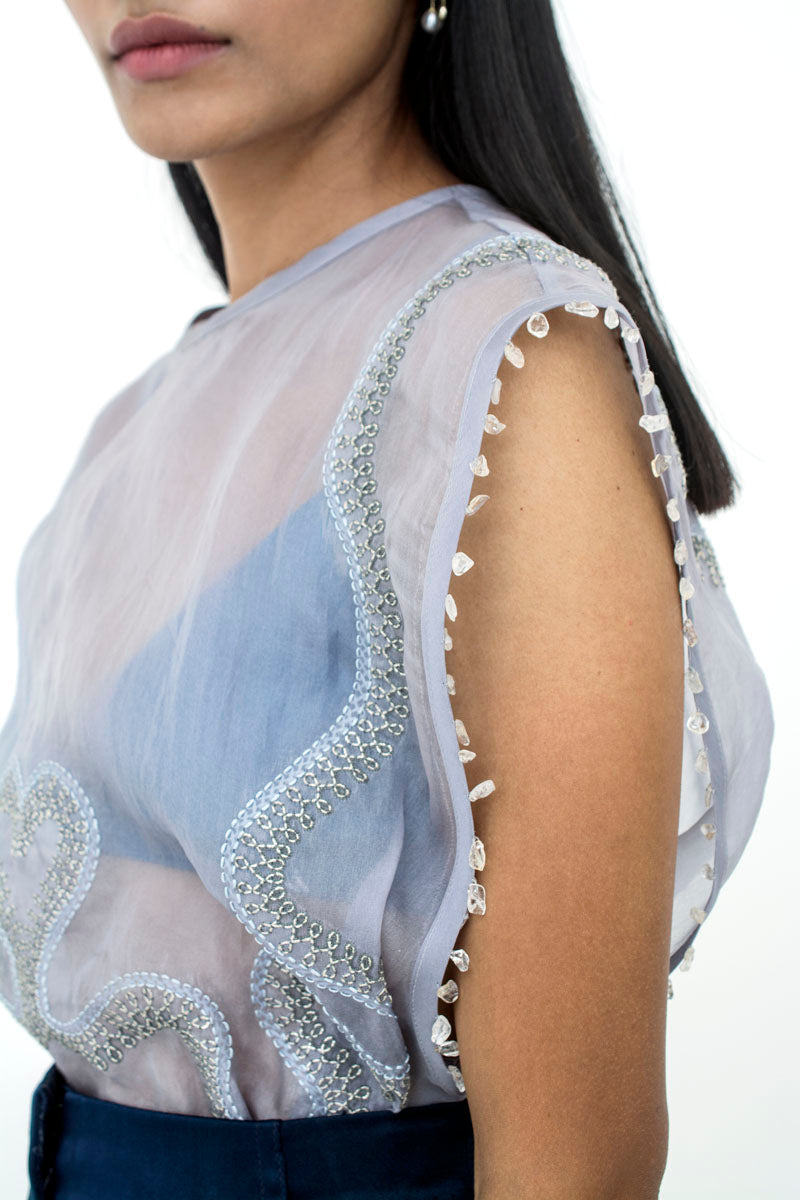 XXL OVER-LAYER TOP - PIGEON BLUE