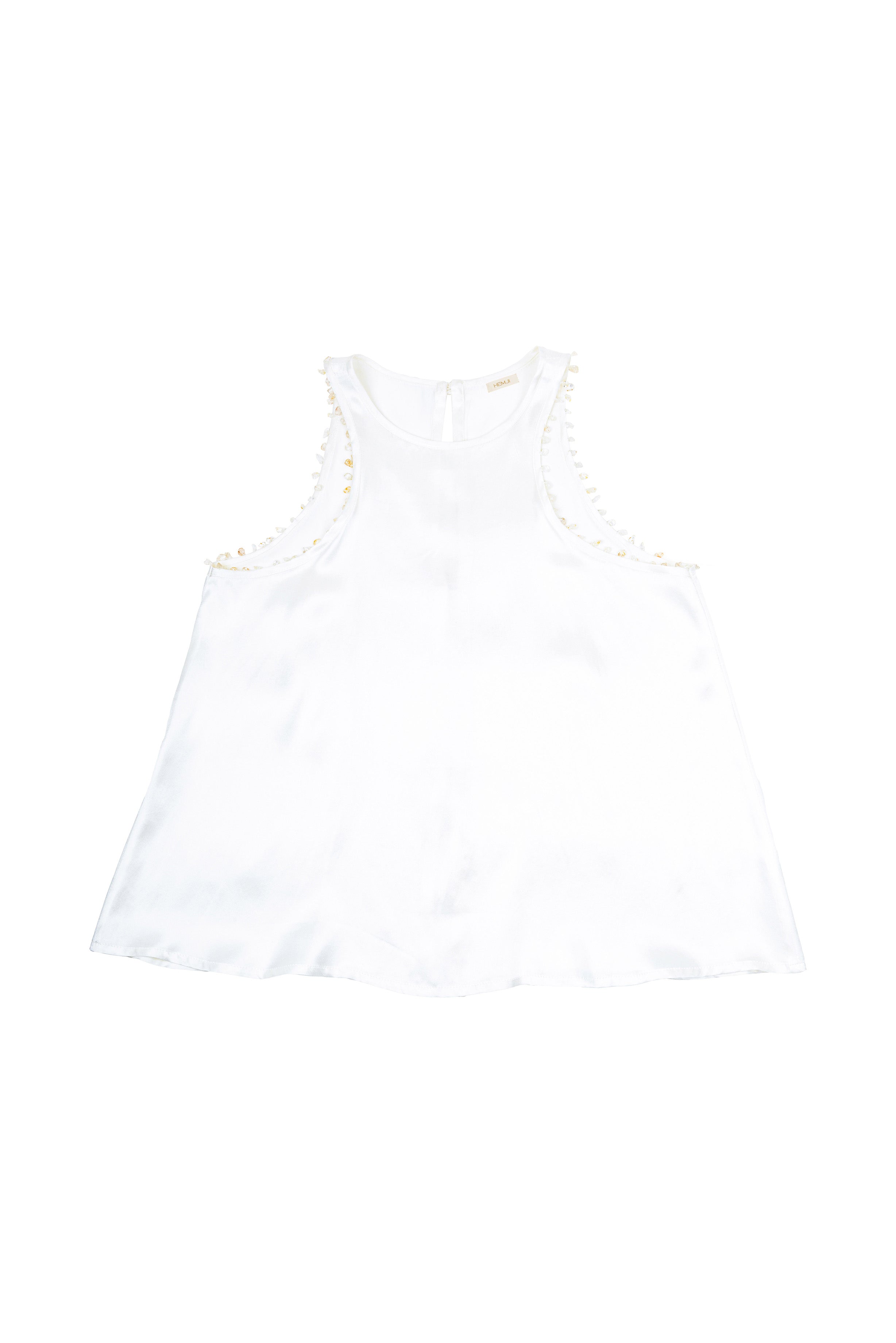 SATIN SILK TOP - POWDER WHITE