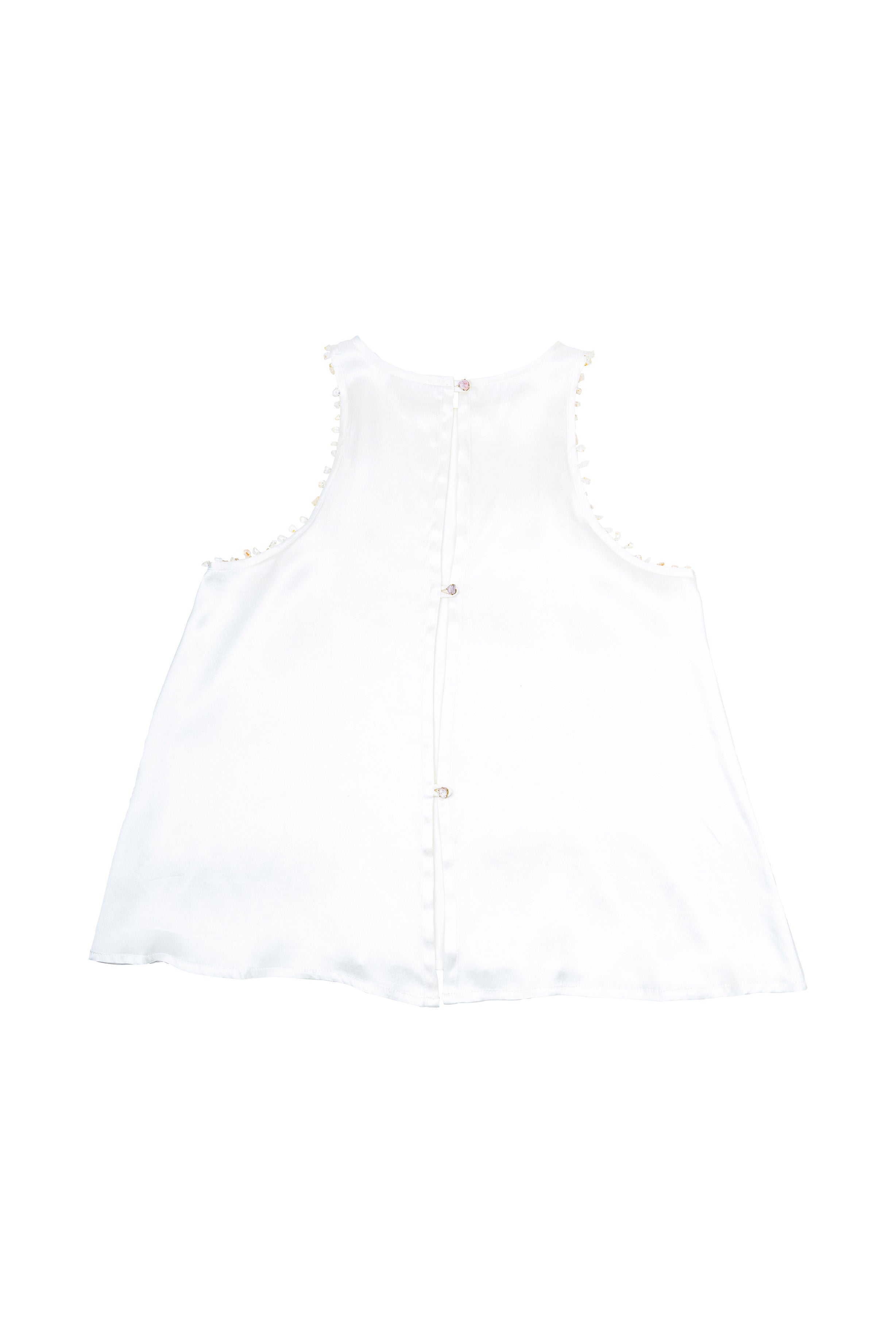 SATIN SILK TOP - POWDER WHITE