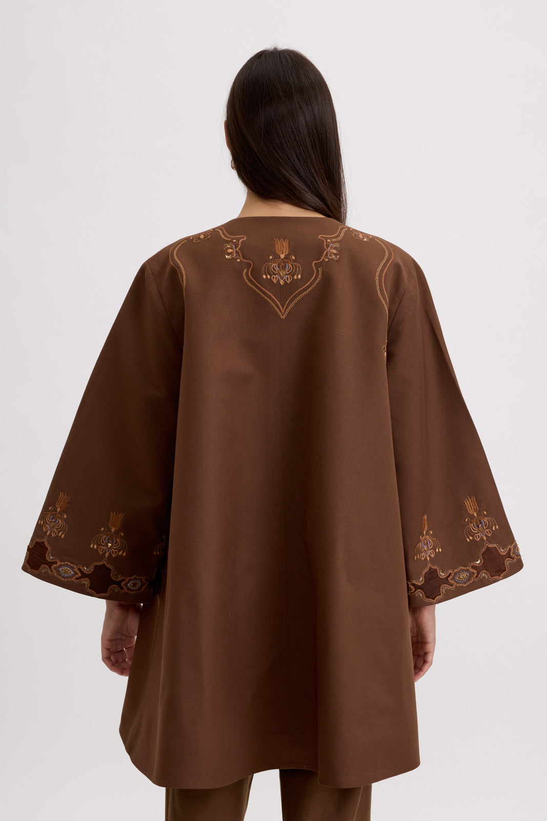 BELL SLEEVE COAT - TRUE BROWN