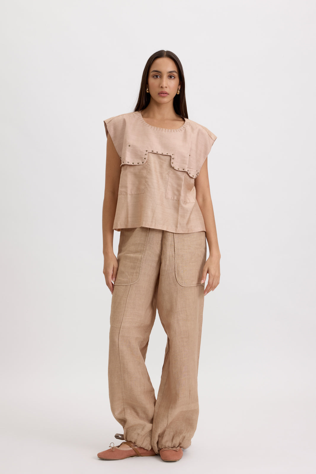 SILK IMPRESSIONS YOKE TOP - CREAM  (UNISEX)