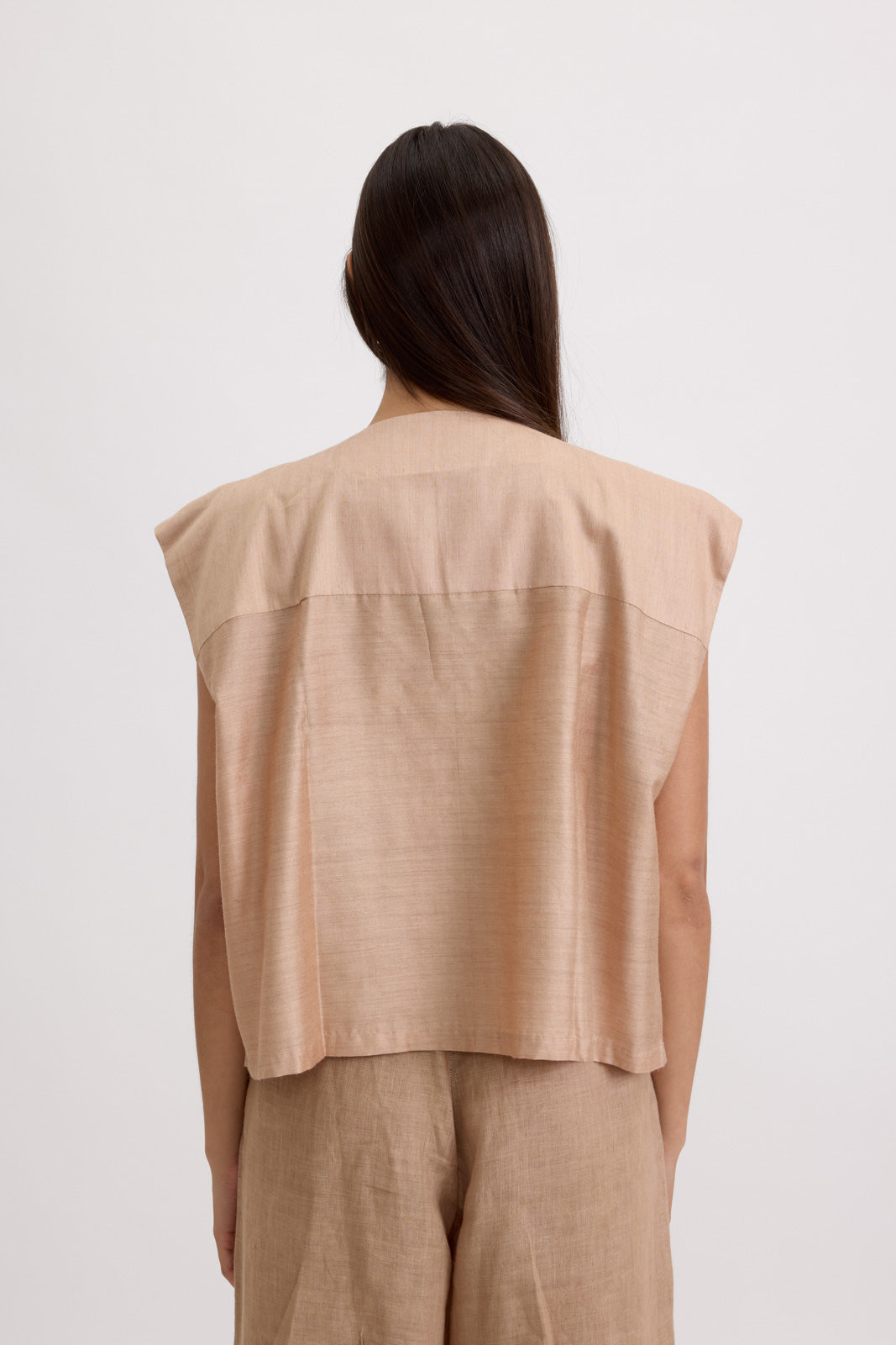 SILK IMPRESSIONS YOKE TOP - CREAM  (UNISEX)