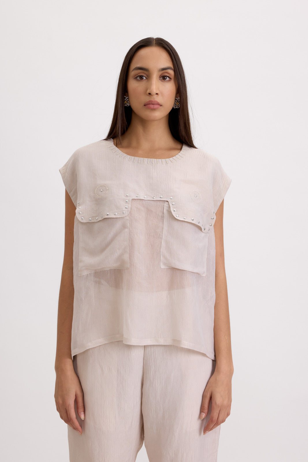 TISSUE IMPRESSIONS YOKE TOP - FROST (UNISEX)