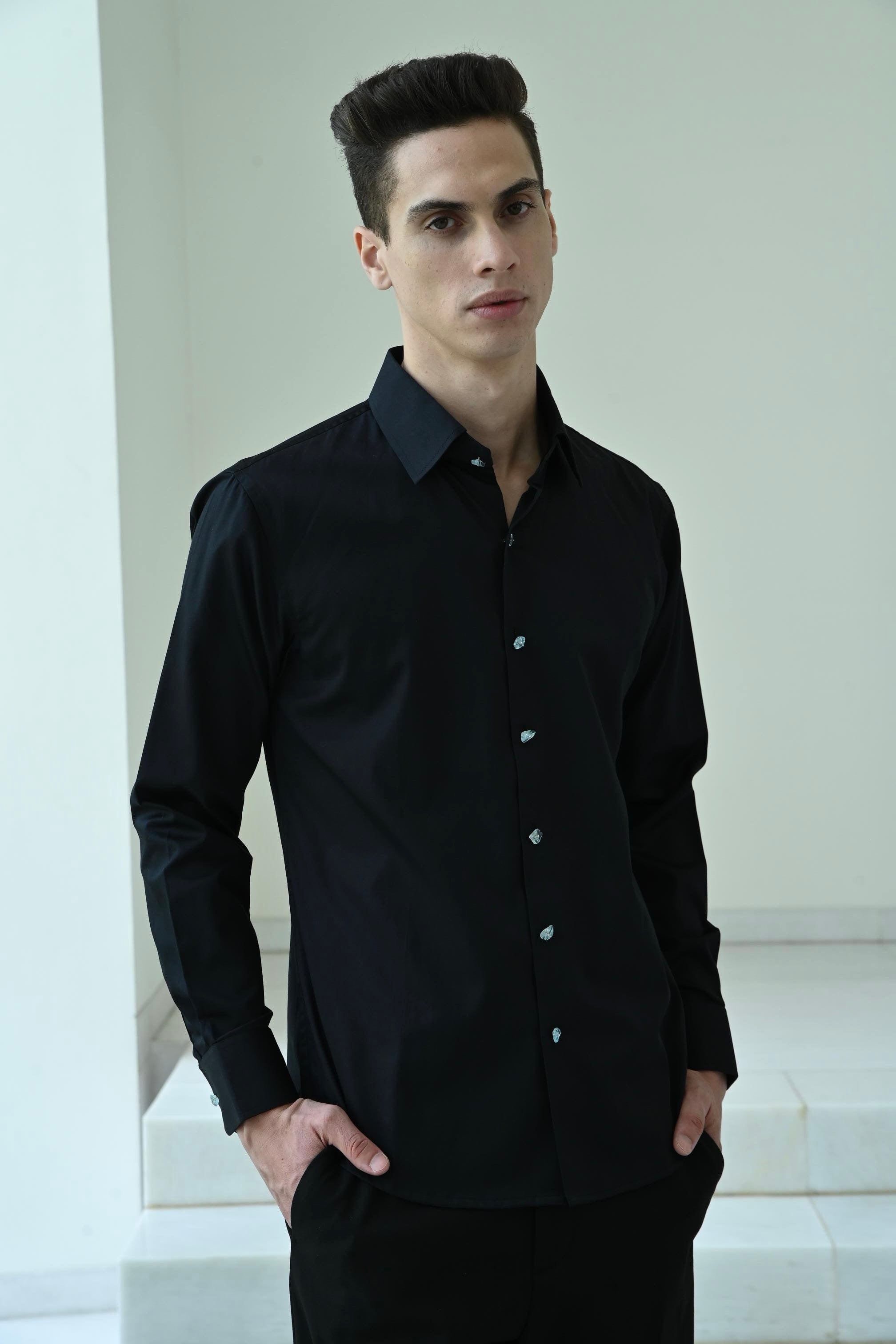 CLASSIC COTTON SHIRT - BLACK