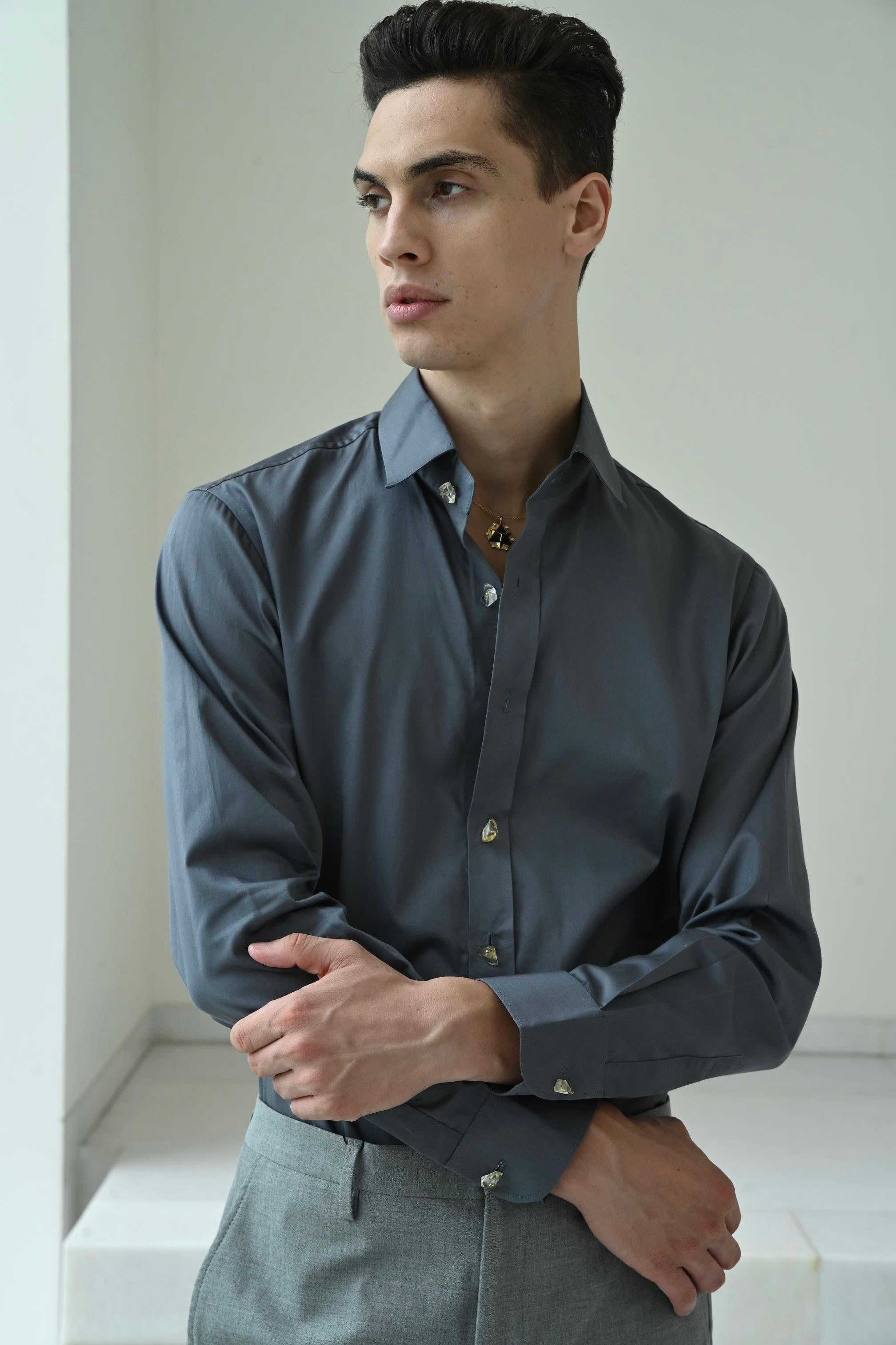 CLASSIC COTTON SHIRT - CHARCOAL