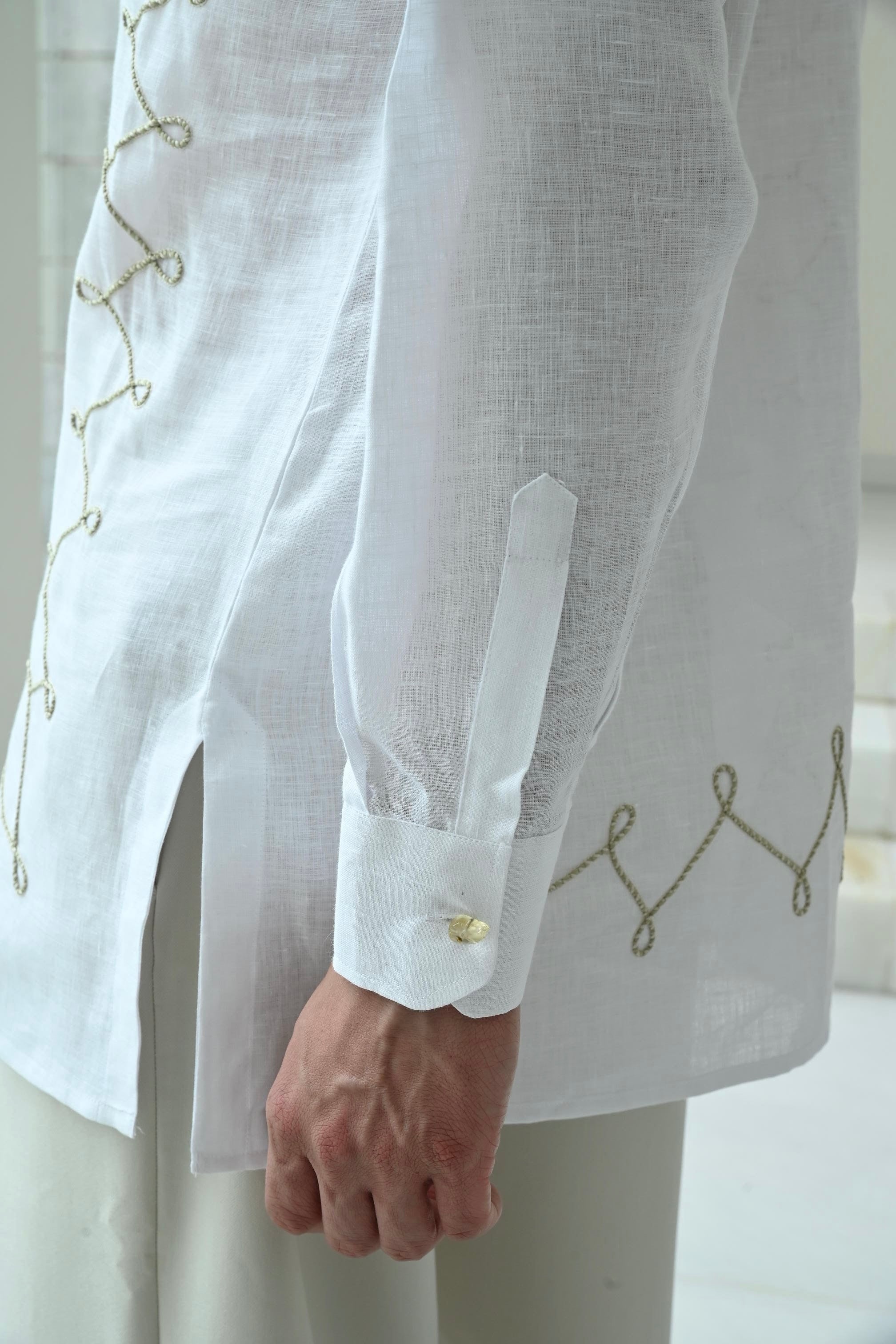 DORI WORK KURTA - WHITE