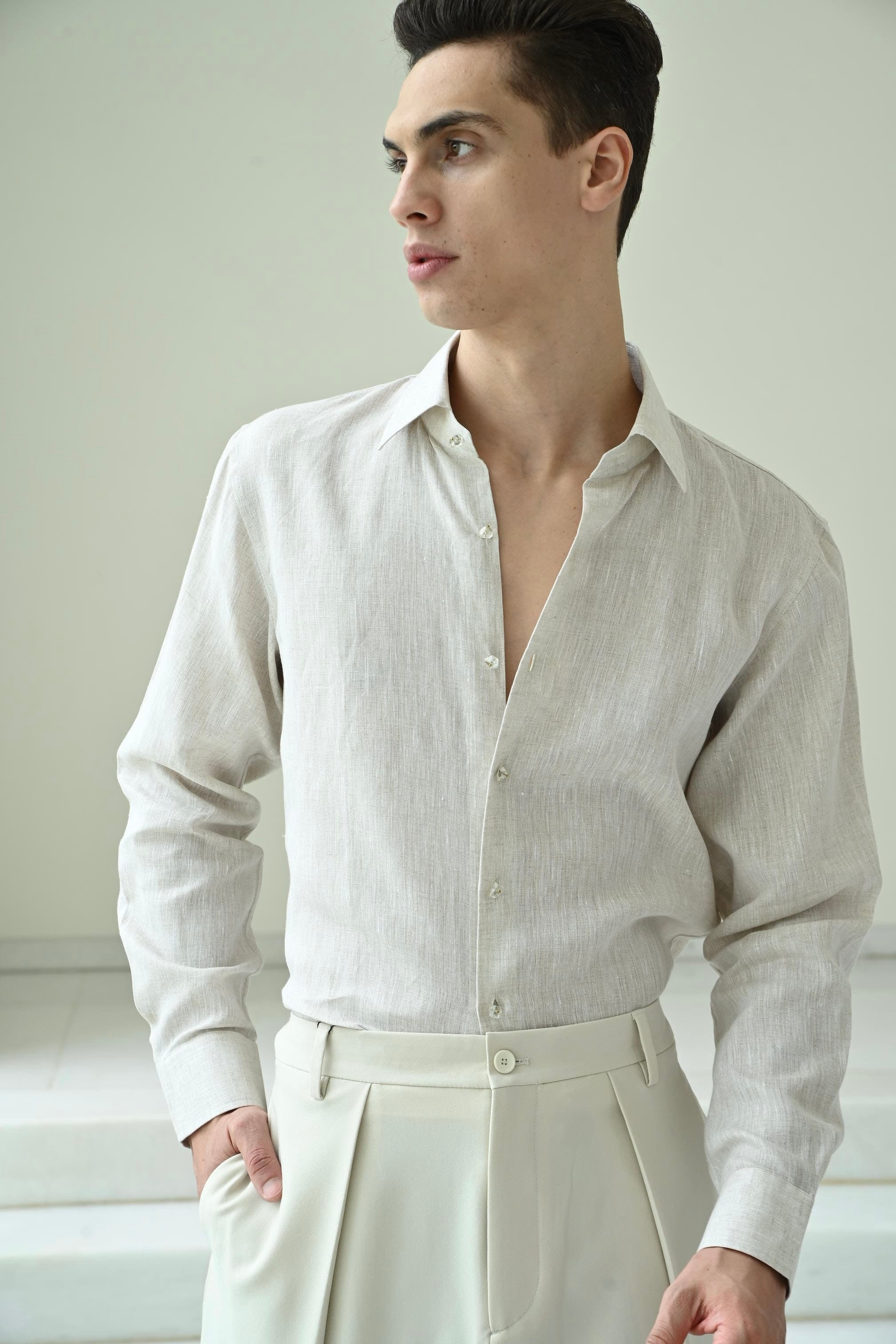 CLASSIC LINEN SHIRT - NATURAL