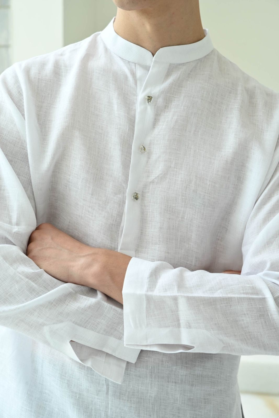 NEHRU COLLAR KURTA - WHITE