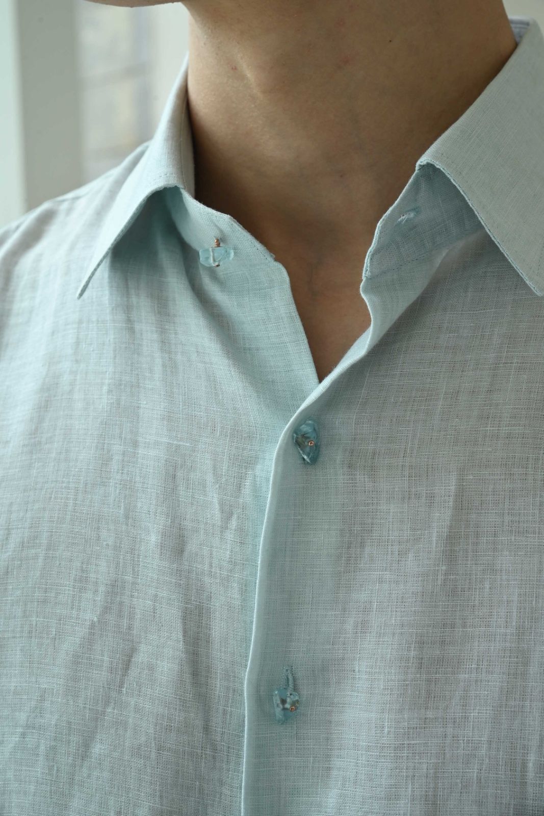 CLASSIC LINEN SHIRT - MINT BLUE