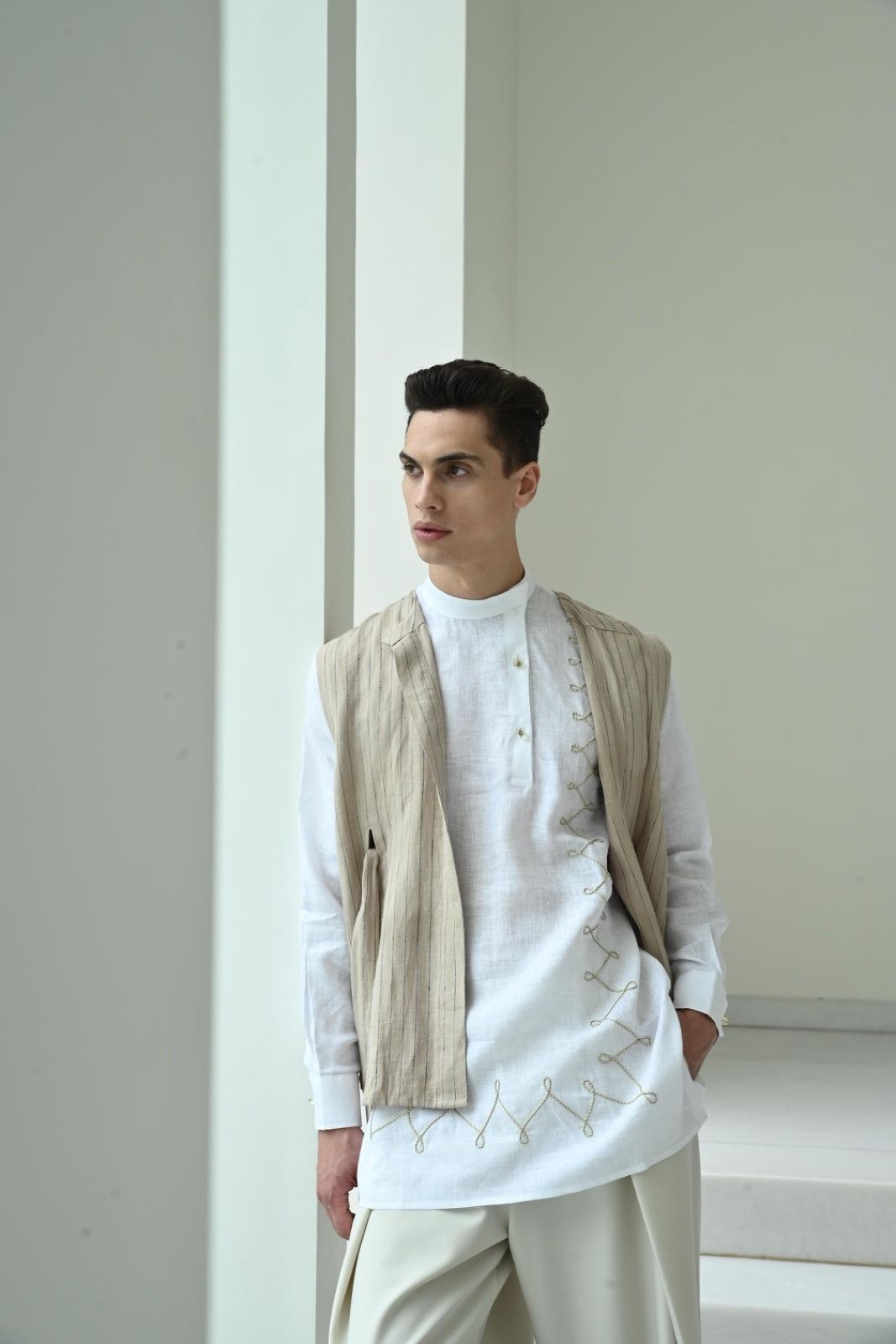 PINSTRIPE JACKET - BEIGE