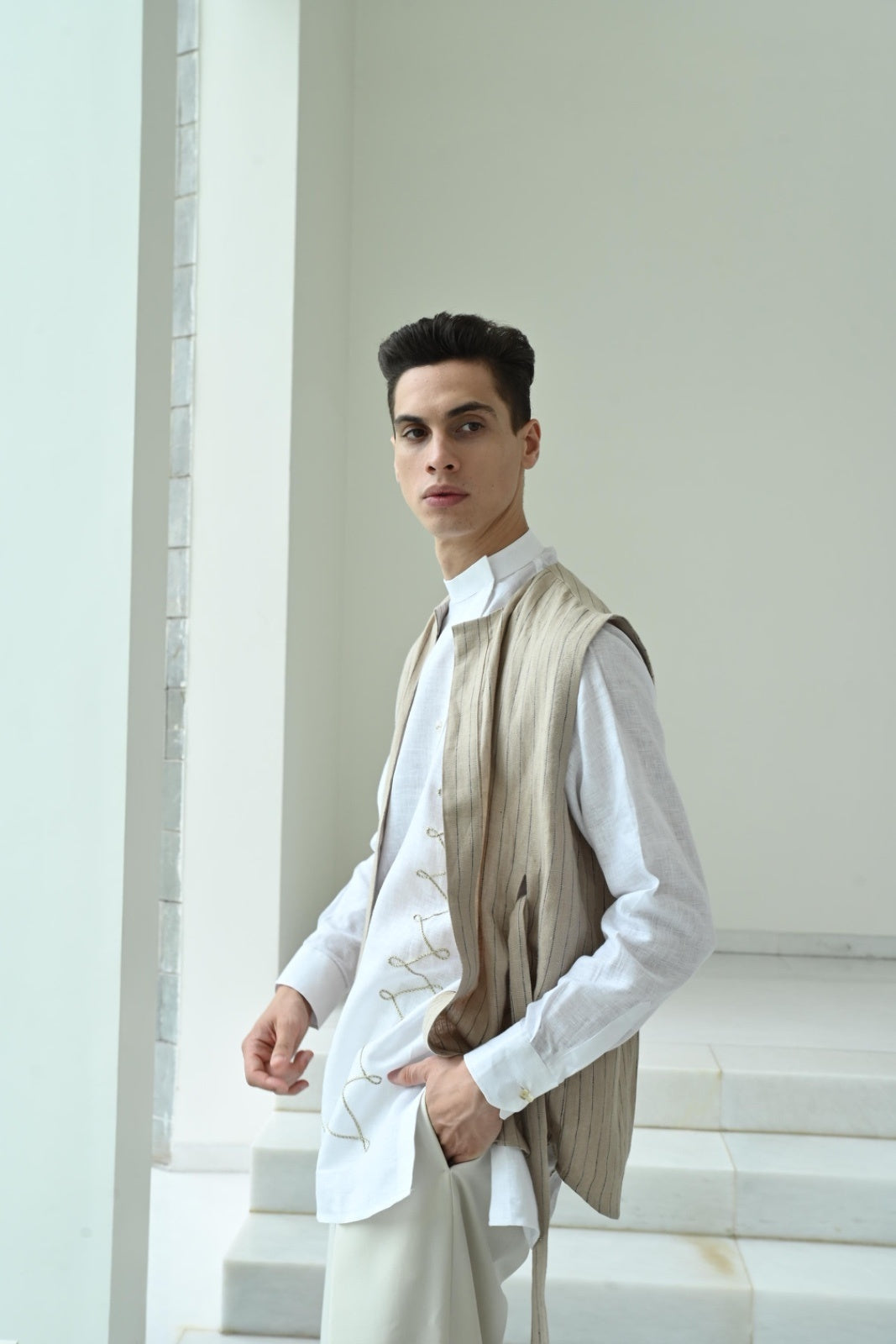 PINSTRIPE JACKET - BEIGE