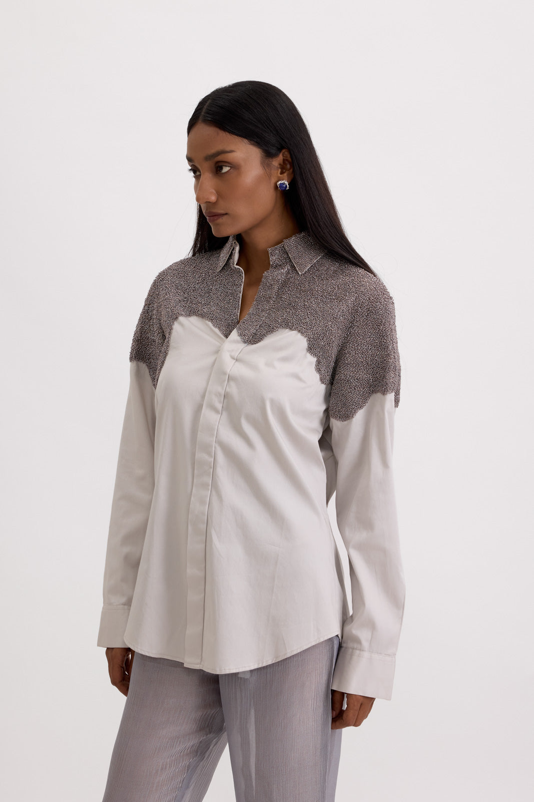 DRIPPED CHARCOAL SHIRT - POWDER GREY (UNISEX)
