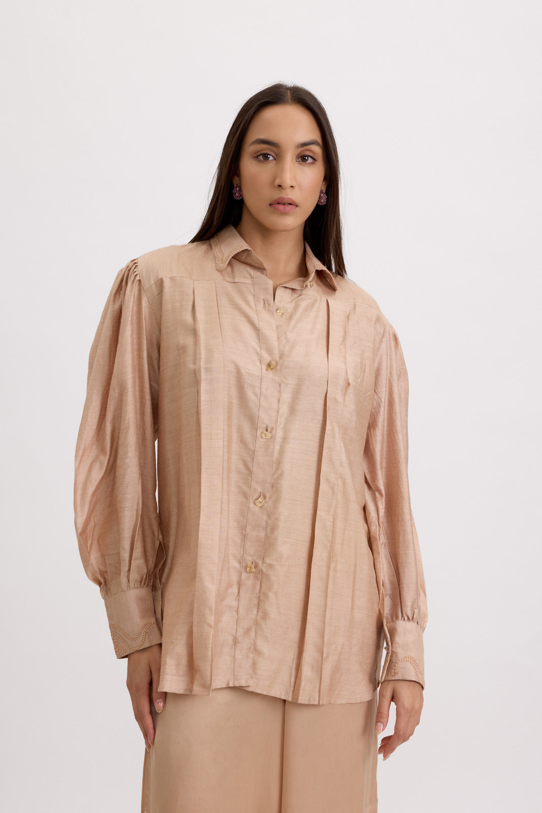 CLASSIC PLEATED SHIRT - CREAM
