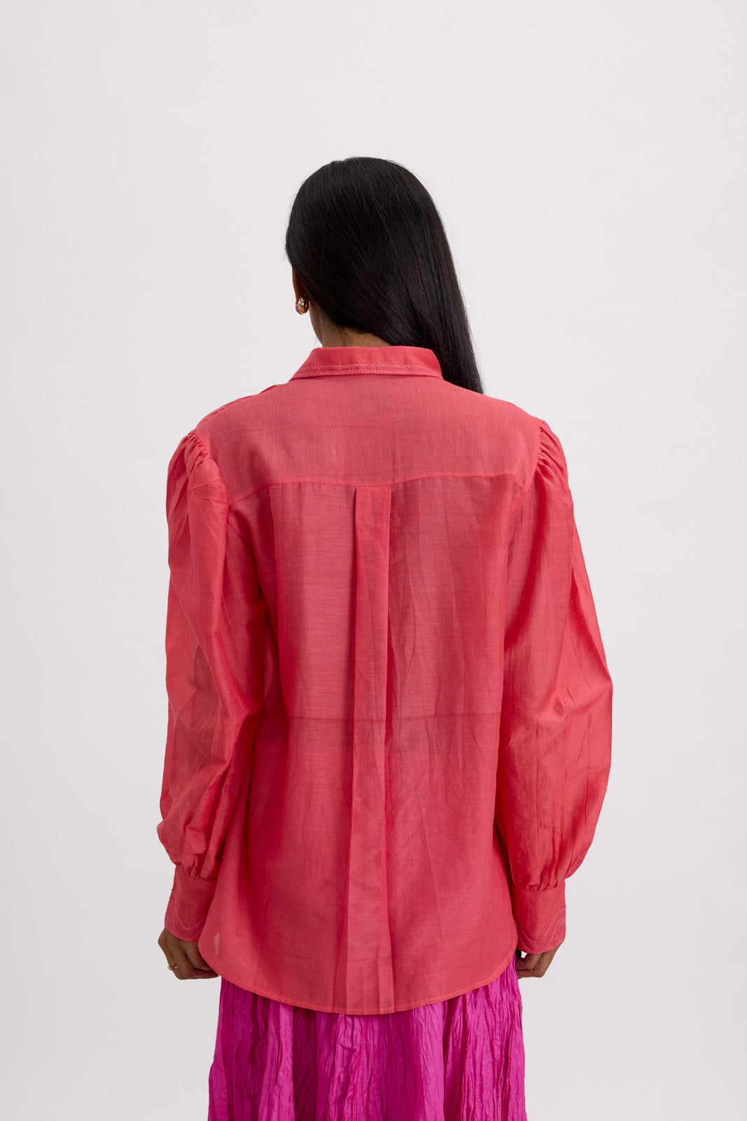 CLASSIC PLEATED SHIRT - SCARLET