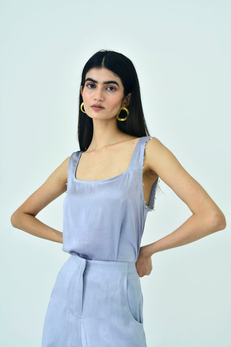 LOUNGE TOP - PIGEON BLUE