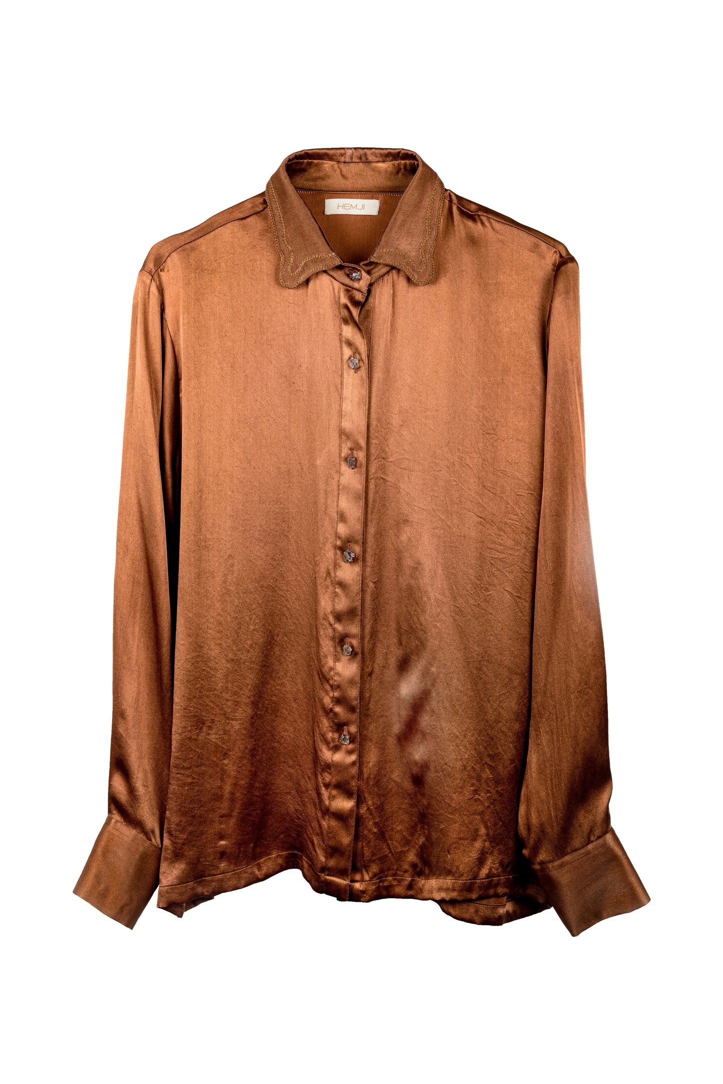 CLASSIC SATIN SHIRT - TRUE BROWN