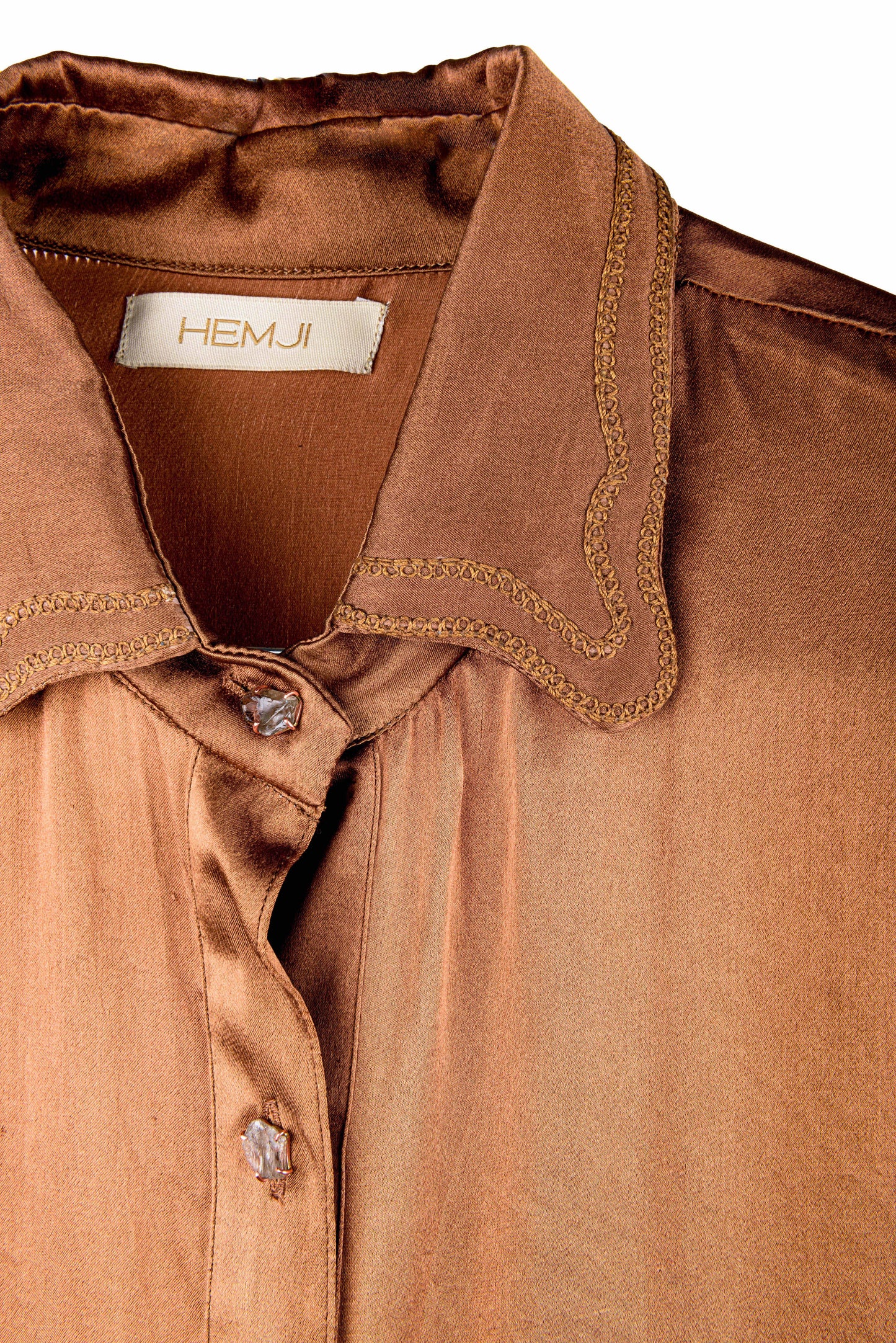 CLASSIC SATIN SHIRT - TRUE BROWN